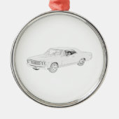 1967 Chevy Chevelle Black and White Pencil Tekenin Metalen Ornament (Voorkant)