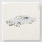 1967 Chevy Chevelle Pencil Stijlillustratie Stenen Onderzetter (Voorkant)