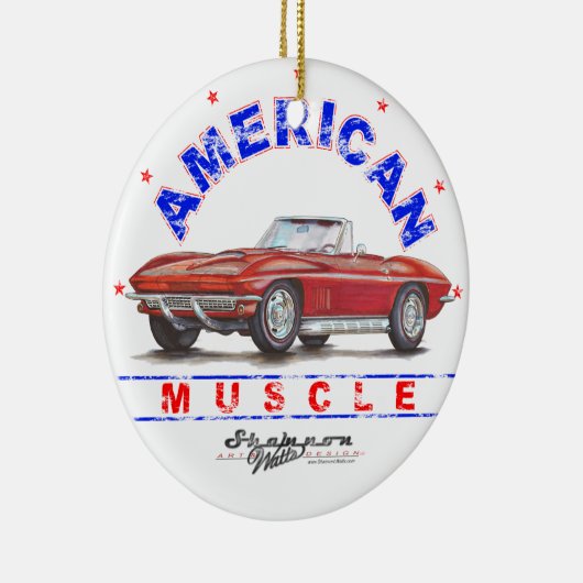 1967 Corvette American Muscle Kerstannament Keramisch Ornament (Rechts)