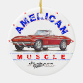 1967 Corvette American Muscle Kerstannament Keramisch Ornament (Achterkant)