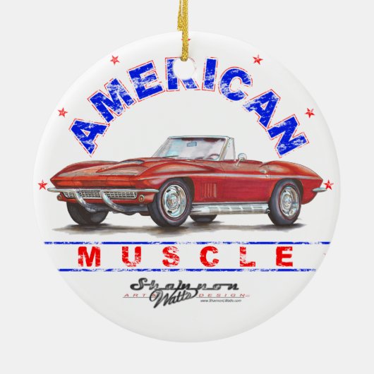 1967 Corvette American Muscle Kerstannament Keramisch Ornament (Achterkant)