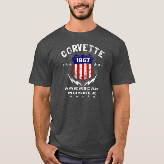 1967 Corvette American Muscle v3 T-shirt (Voorkant)