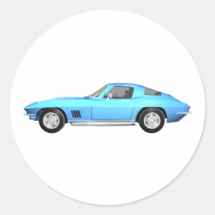1967 Corvette Sportauto: Blauwe afwerking: Ronde Sticker