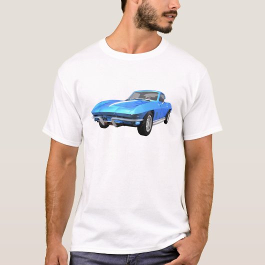 1967 Corvette Sportauto: Blauwe finish: T-shirt (Voorkant)