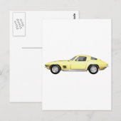 1967 Corvette Sportauto: Gele finish Briefkaart (Voorkant / Achterkant)