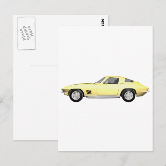 1967 Corvette Sportauto: Gele finish Briefkaart (Voorkant / Achterkant)