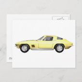 1967 Corvette Sportauto: Gele finish Briefkaart (Voorkant / Achterkant)