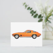 1967 Corvette Sportauto: Oranje Fins Briefkaart (Staand voorkant)