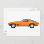 1967 Corvette Sportauto: Oranje Fins Briefkaart (Voorkant / Achterkant)