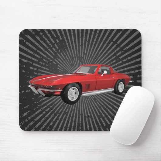 1967 Corvette: Sportauto: Rode afwerking: Mousepad Muismat (Met muis)