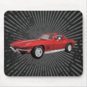 1967 Corvette: Sportauto: Rode afwerking: Mousepad Muismat (Voorkant)