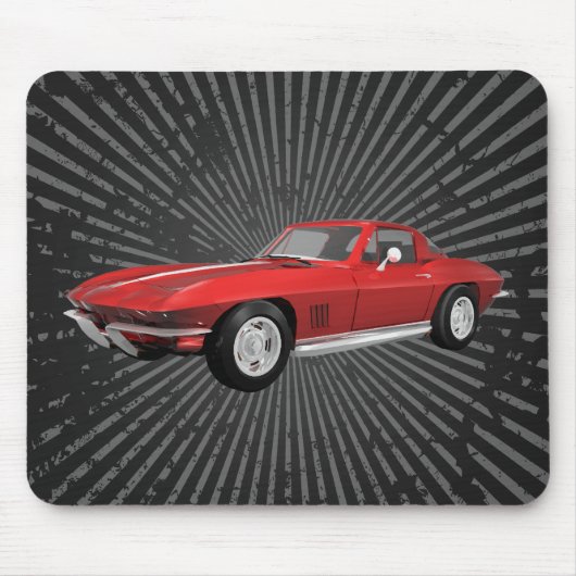 1967 Corvette: Sportauto: Rode afwerking: Mousepad Muismat (Voorkant)