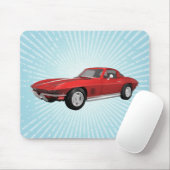 1967 Corvette: Sportauto: Roodfinse: Mousepad Muismat (Met muis)