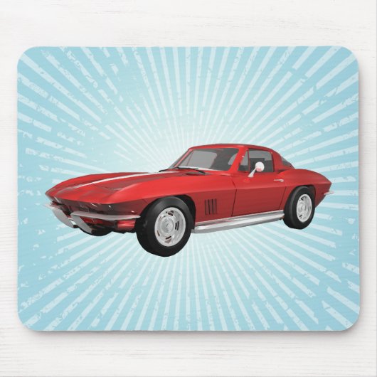 1967 Corvette: Sportauto: Roodfinse: Mousepad Muismat (Voorkant)