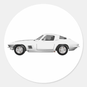 1967 Corvette Sportauto: Witte finish: Ronde Sticker