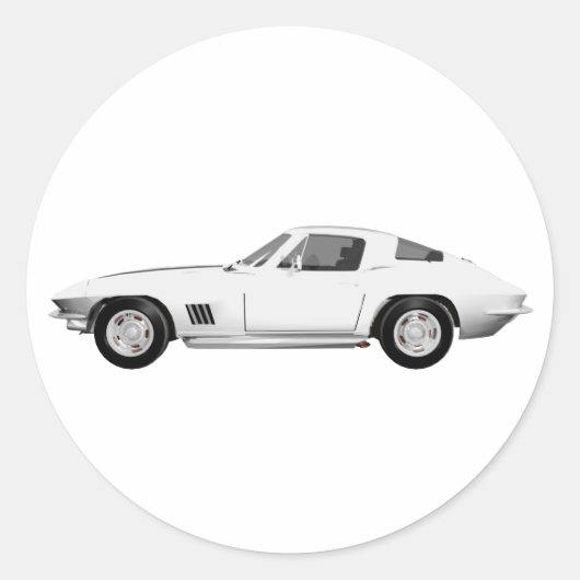 1967 Corvette Sportauto: Witte finish: Ronde Sticker (Voorkant)