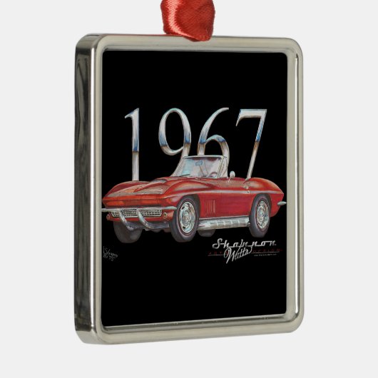 1967 Corvette Stingray kerstversiering Metalen Ornament (Rechts)