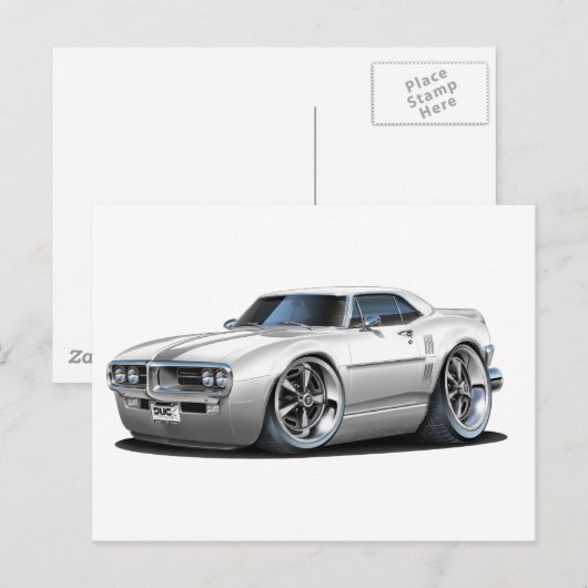 1967 Firebird White Car Briefkaart (Voorkant / Achterkant)