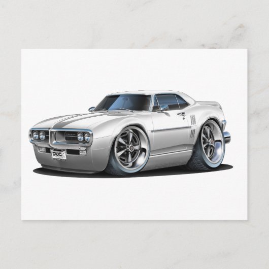 1967 Firebird White Car Briefkaart (Voorkant)