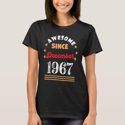 1967 Geboortedatum Geweldige sinds 1967 december T-shirt (Voorkant)