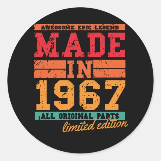 1967  Gezegde op de geboorte Ronde Sticker (Voorkant)