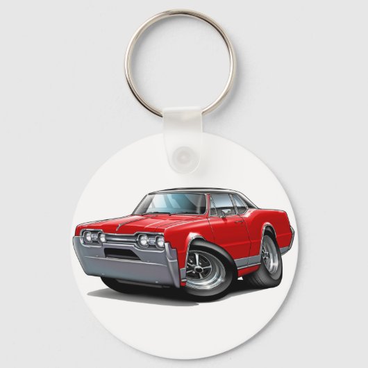 1967 Olds Cutlass Red-Black Car Sleutelhanger (Voorkant)
