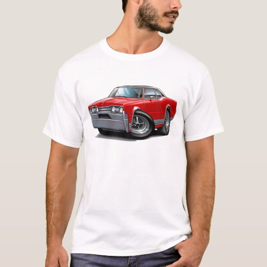 1967 Olds Cutlass Red-Black Car T-shirt (Voorkant)