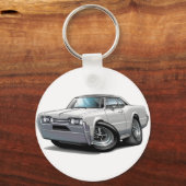 1967 Olds Cutlass White-Black Car Sleutelhanger (Voorkant)