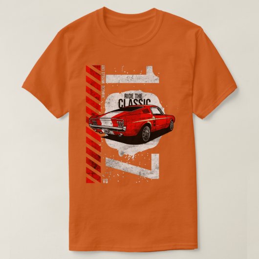 1967 Patriottische Amerikaanse V8 Muscle Pony Must T-shirt (Design voorkant)