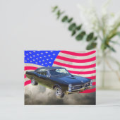 1967 Pontiac GTO en Amerikaanse vlag Briefkaart (Staand voorkant)