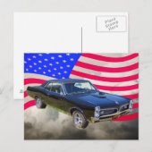 1967 Pontiac GTO en Amerikaanse vlag Briefkaart (Voorkant / Achterkant)