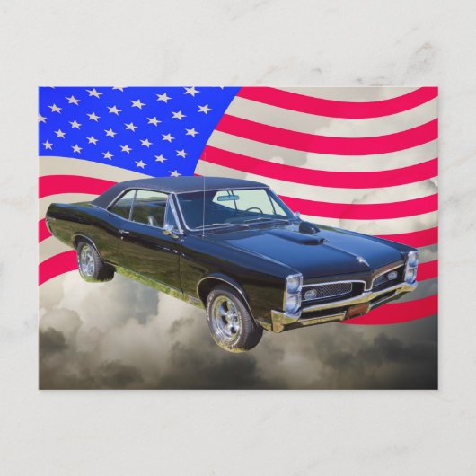 1967 Pontiac GTO en Amerikaanse vlag Briefkaart (Voorkant)