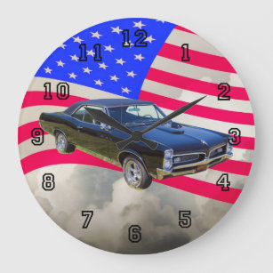 1967 Pontiac GTO en Amerikaanse vlag Grote Klok