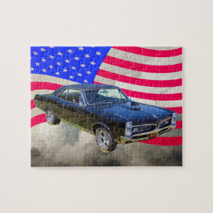 1967 Pontiac GTO en Amerikaanse vlag Legpuzzel