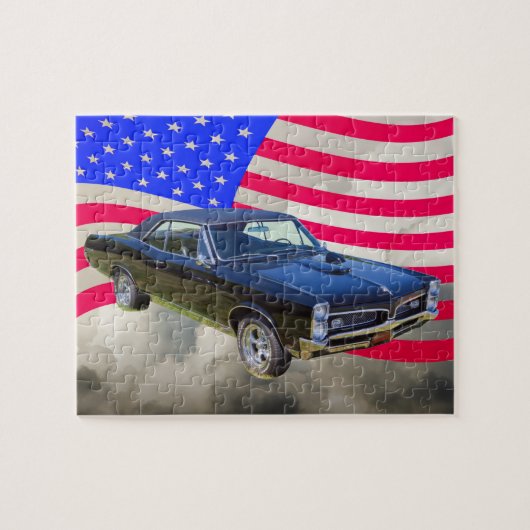 1967 Pontiac GTO en Amerikaanse vlag Legpuzzel (Horizontaal)