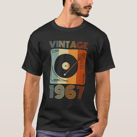 1967 Retro Record Player Birthday Vinyl DJ T-shirt (Voorkant)