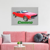 1967 rode cabriolet Camaro Muscle Car. Canvas Afdruk (Insitu (Woonkamer))