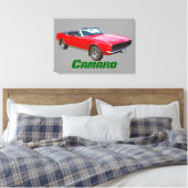 1967 rode cabriolet Camaro Muscle Car. Canvas Afdruk (Insitu (Slaapkamer))