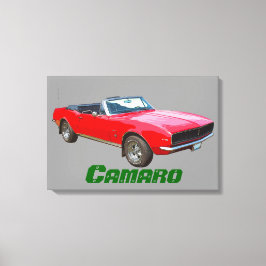 1967 rode cabriolet Camaro Muscle Car. Canvas Afdruk