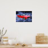 1967 rode Camaro-moestril en bliksembollen Poster (Keuken)