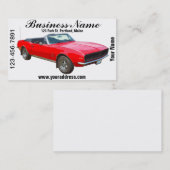 1967 rode, converteerbare Camaro-spierwagen. Visitekaartje (Voorkant / Achterkant)