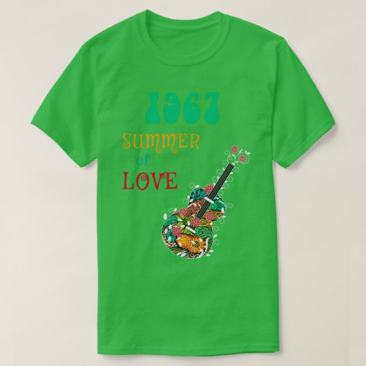 1967 Summer of Love Hippie Abstract Guitar T-shirt (Design voorkant)