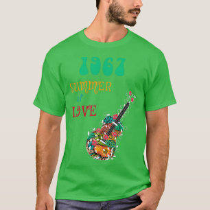 1967 Summer of Love Hippie Abstract Guitar T-shirt