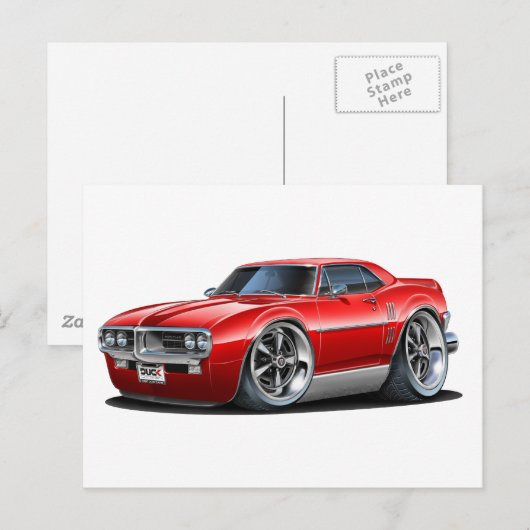 1967 Vuurvogel Rode auto Briefkaart (Voorkant / Achterkant)