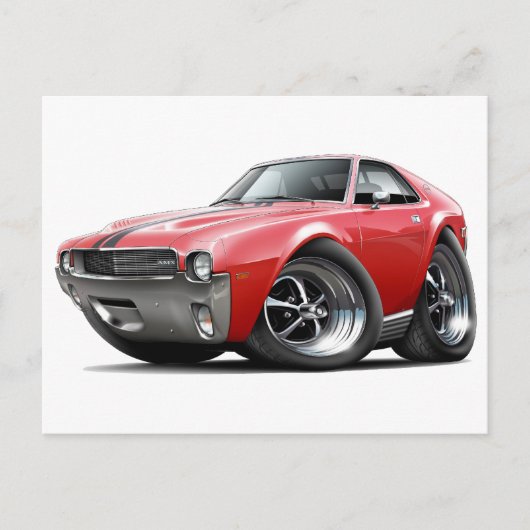 1968-69 AMX Red-Black Car Briefkaart (Voorkant)