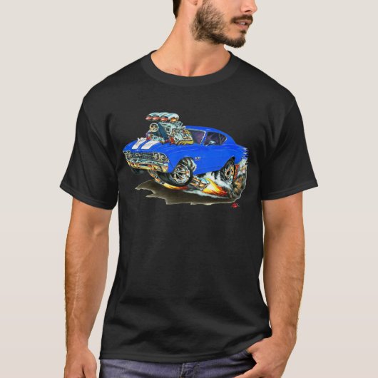 1968-69 Chevelle Blue White Car T-shirt (Voorkant)