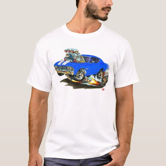 1968-69 Chevelle Blue White Car T-shirt (Voorkant)