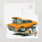 1968-69 Plymouth GTX Oranje auto Briefkaart (Voorkant / Achterkant)