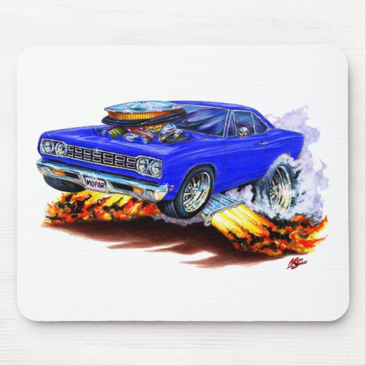 1968-69 Roadrunner Blue Car Muismat (Voorkant)
