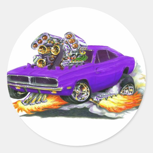 1968-70 Oplader Paarse auto Ronde Sticker (Voorkant)